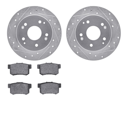7302-59046, Rotors-Drilled And Slotted-Silver With 3000 Series Ceramic Brake Pads, Zinc Coated